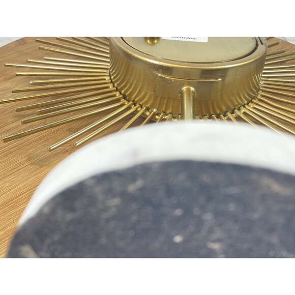 Midcentury Gold Sunburst Table Desk Clock Marble Base Made In USA 12" - Picture 12 of 16